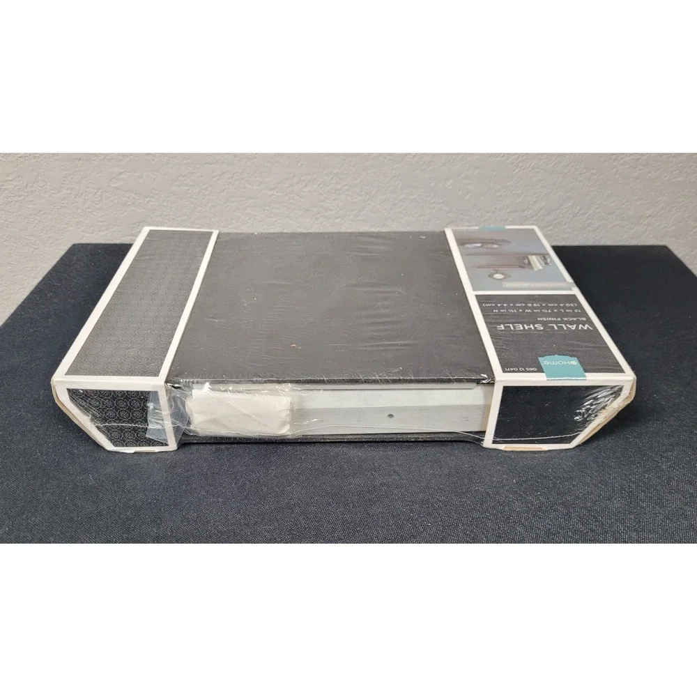 Home Black Finished Floating Wall Shelf 12 in L x 7.75 in W x 1.75 in H New